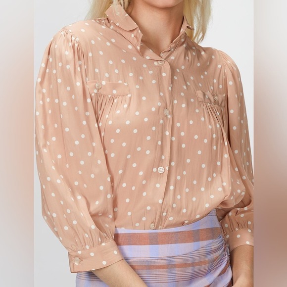 Smythe Peach Polka Dot Blouse - Picture 1 of 9